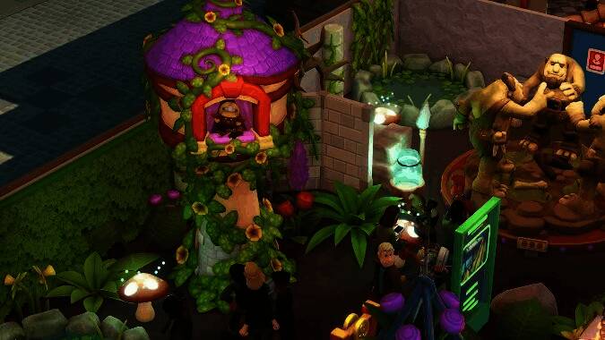 玩家在游戏界面中为员工分配可穿戴展品，UI清晰展示属性加成