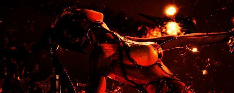 《剑星》中主角与百合驾驶的巨大机甲激烈对战，战场背景为崩塌的城市废墟，能量光束交错闪烁