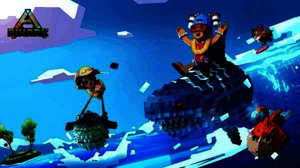 《方块方舟》夏日活动宣传图，画面中渡渡鸟在阳光沙滩上奔跑，玩家角色穿着沙滩装与其互动