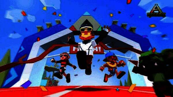 玩家角色身穿螃蟹造型沙滩装站在海边，背景是刷新中的渡渡鸟BOSS，周围有椰子树和浪花特效