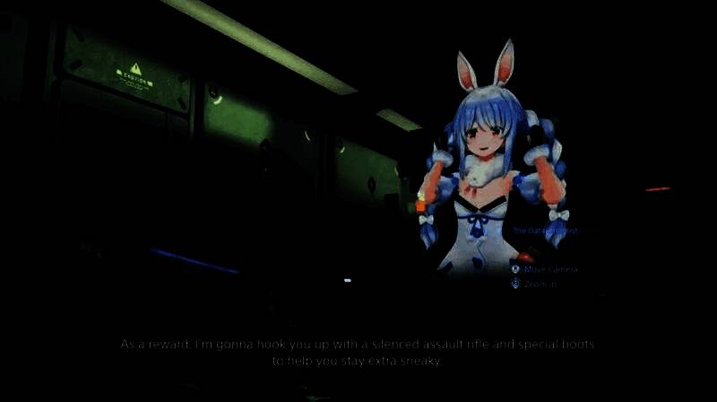 山姆与神秘女性角色并肩站立于悬崖边缘，身后是巨大的发光胎儿投影