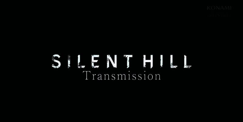 ‘寂静岭Transmission’发布会画面截图，屏幕上展示着多款新作的LOGO与概念图，气氛庄重而神秘