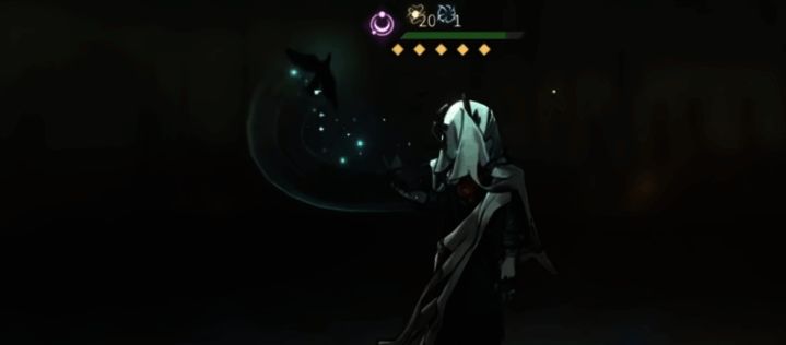 卡戎释放仪式技画面，咒语区手牌清空，进入吟诵状态并释放‘往日阴影’追击