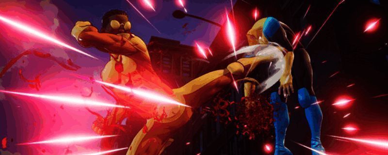 《无敌少侠VS》游戏主视觉图，展示主角挥拳出击的瞬间，背景为破碎的城市街道，充满美式漫画风格特效