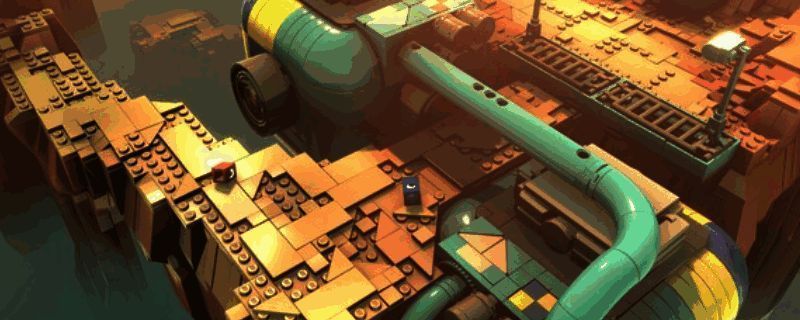 《乐高旅行者》游戏宣传图，展示两位乐高角色并肩站在奇幻星球表面，背景是外太空与漂浮岛屿