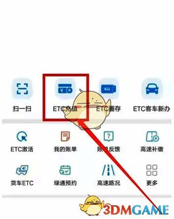 车e兴App首页界面，突出显示‘ETC充值’功能入口