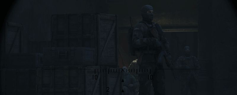 玩家在波尼索维埃西部仓库内寻找SVD狙击枪的场景，昏暗的室内光线中武器架清晰可见