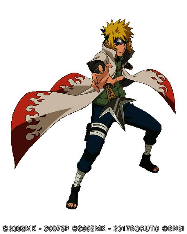 四代目火影波风水门在空中凝聚螺旋丸，周身查克拉涌动