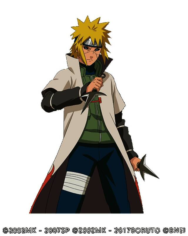 秽土水门周身缠绕查克拉，目光冷峻地注视战场