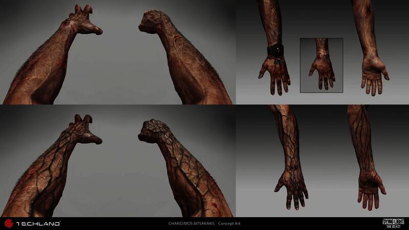 克兰在昏暗走廊中转身，双眼发出微弱红光，背景中隐约可见实验室的铁笼与血迹