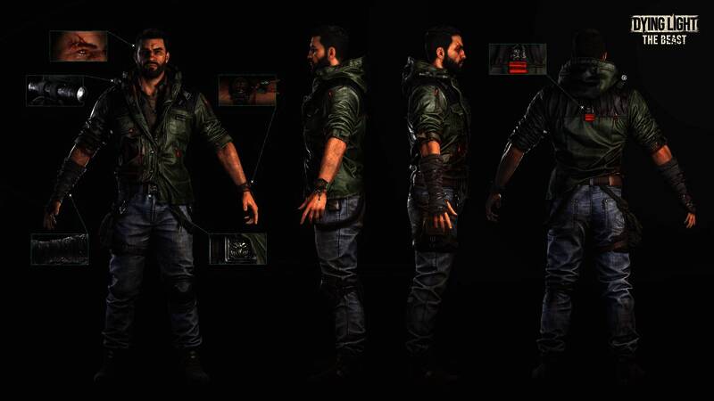 克兰持刀劈砍夜魔，刀锋带起血雾，动作刚猛有力，背景为燃烧的城市废墟