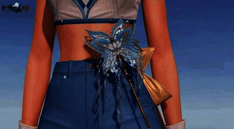 灵殊·栖香引手持效果图，蝴蝶环绕光点飞舞，棒顶端绽放星光花朵