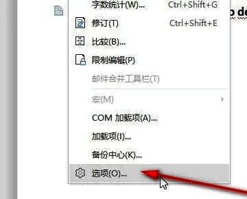 WPS选项设置入口界面，突出显示‘选项’按钮位置