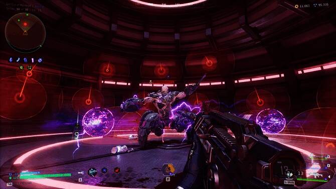 技能树与增幅模块升级界面，展示多种元素组合路径，如冰冻、燃烧、电磁等效果