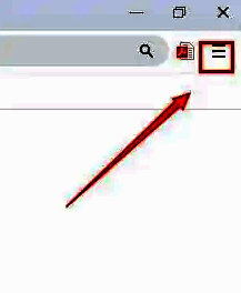 谷歌浏览器右上角三条横线菜单图标特写，箭头指向该按钮