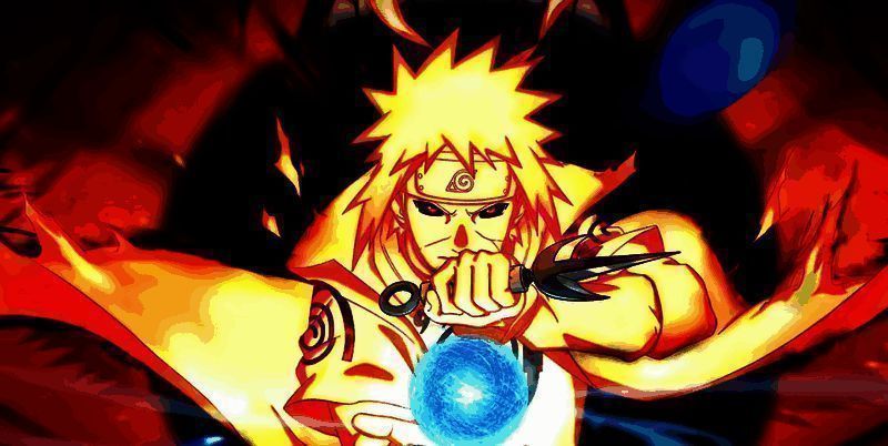 九喇嘛水门使用飞雷神之术的技能动画，快速掷出苦无并瞬移至目标位置，动作迅捷如电