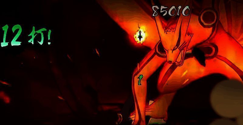 九喇嘛水门释放尾兽玉形态的螺旋丸，巨大能量球呼啸而出，地面崩裂