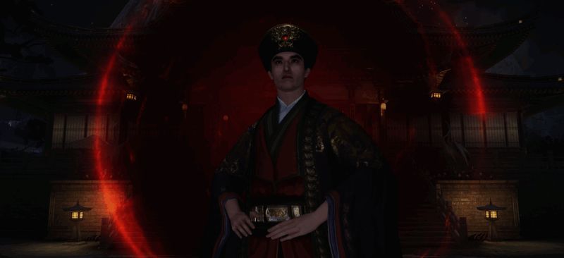 段智兴施展六脉神剑与烈阳指法，空中指风交错，地面浮现红色延迟伤害圈，少侠们紧急闪避