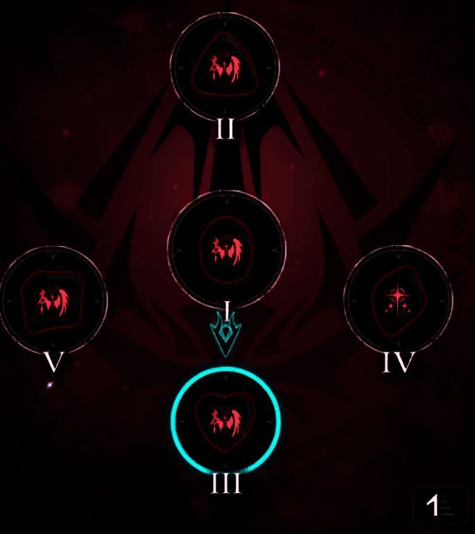 红色符文特写展示，属性条目中暴击率、攻击力大幅提升，边框闪耀金色光芒