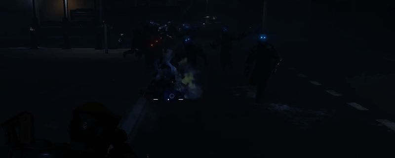 《绝地潜兵2》中光能族无票者敌人正面特写，头部呈现明显发光区域，暗示其为关键弱点