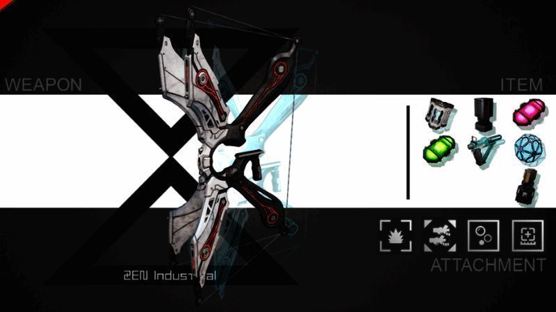 ‘幻象吐息＜弓＞’武器发射光束箭矢的战斗截图，箭矢在空中划出蓝色轨迹