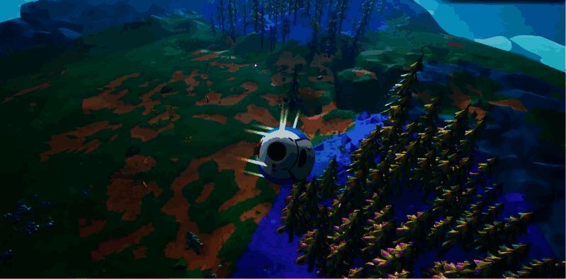 玩家在失重环境下穿越地心星门通道的场景，周围漂浮着发光结构体