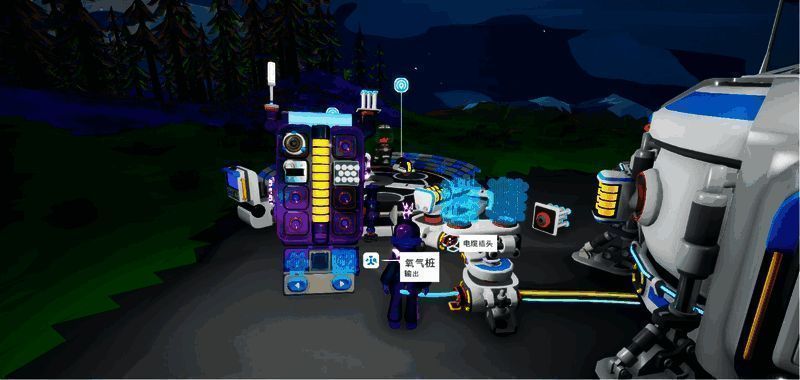 玩家在诺福斯星球森林中使用爆炸物开启神秘箱子，火花四溅