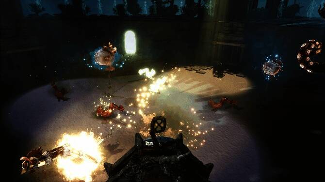 角色与巨型海怪在暴风雨中激战，闪电照亮扭曲的触手与破碎甲板