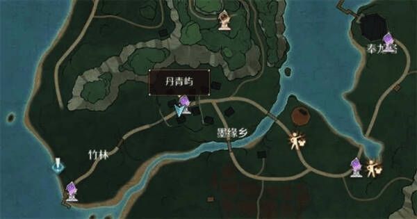 玩家角色在丹青屿使用清洁套装为仙鹤清理羽毛，画面唯美，光影柔和