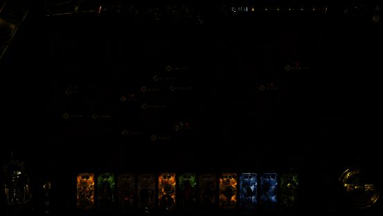 游戏内苏丹卡牌展示图，四张卡牌分别描绘纵欲、奢靡、征服与杀戮场景，风格华丽而暗黑