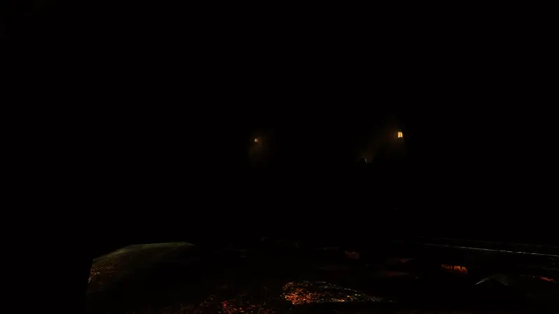 玛鲁加矿山内部场景，导力灯照亮隧道，矿车在轨道上缓缓行驶