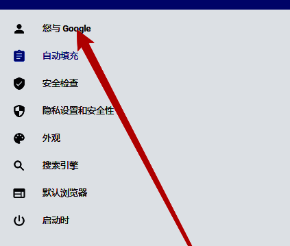 左侧栏显示‘您与Google’选项的设置界面