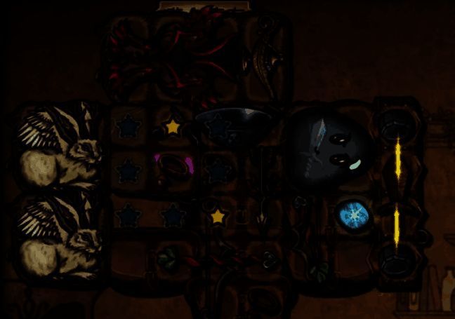 玩家背包内装备按能量流方向排列，箭头标注能量传递路径，展示高效布局