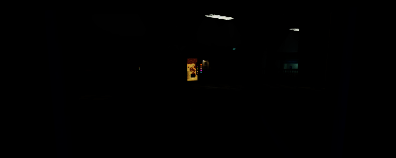 《非生物因素》办公区一楼场景图，展示封闭的电梯门与复杂的管道结构，环境昏暗充满末世氛围