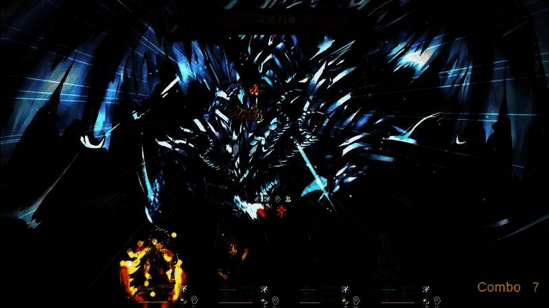 战斗中法师释放大招的瞬间，火焰席卷全场，敌人被击飞，特效震撼