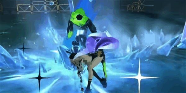 伊德海莉释放强化特殊技的战斗画面，冰雾扩散覆盖多个敌人，角色周身泛起蓝色护盾光效