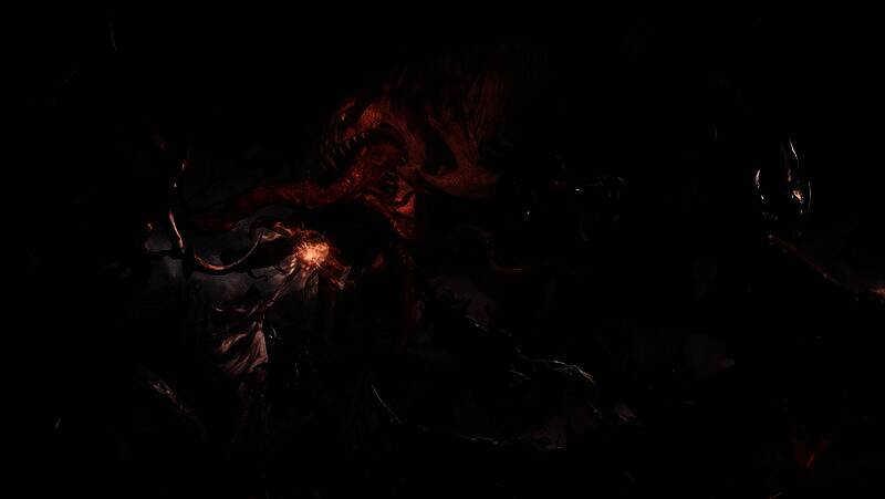 火山喷发后的废墟景象，熔岩流淌，天空布满灰烬，一名虎人祭司在河岸边祈祷