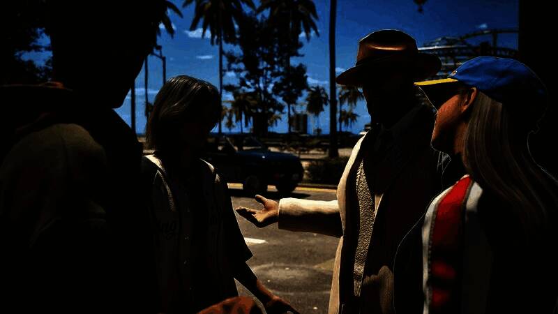 游戏内葬礼场景，一名Zoi站在墓碑前演讲，其他角色低头肃立，氛围庄重而悲伤