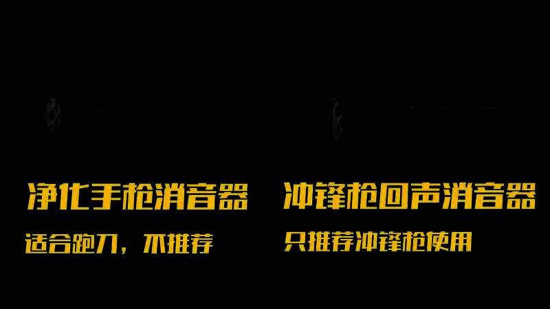 净化手枪消音器与回声消音器对比图，展示两者外观差异及属性面板
