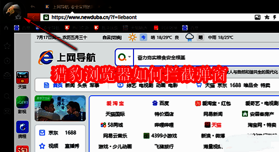 猎豹浏览器主界面左上角头像图标位置展示