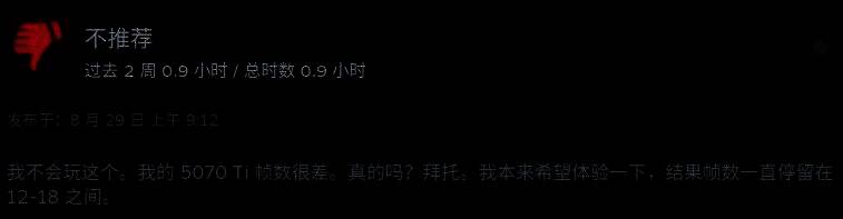 另一条英文差评，指出游戏帧率不稳定且缺乏基本设置选项