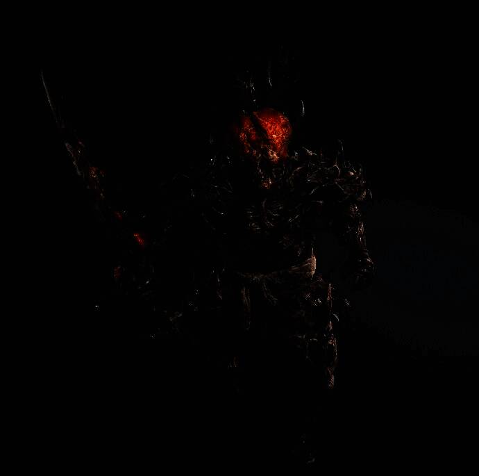 蛊头幻魔立绘展示，半人半魔的狰狞外形，眼中泛着幽绿光芒，周身缠绕着浓烈的紫色瘴气