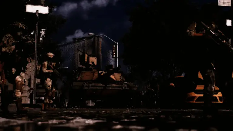 《战地6》游戏实机画面，战场硝烟弥漫，士兵在废墟中穿梭交火，环境细节逼真