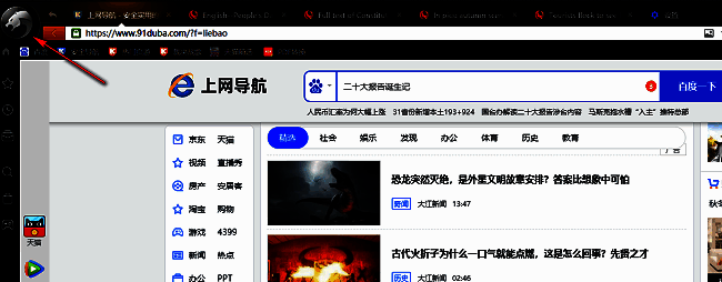 猎豹浏览器主界面，左上角显示用户头像图标，界面简洁清晰