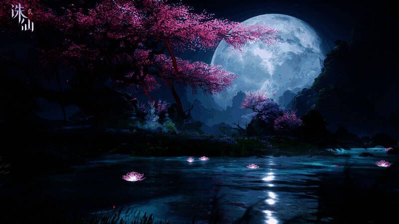 游戏内实机画面截图，展现《诛仙2》精致的仙侠场景，远处群山叠嶂，近处角色施展技能，光影效果逼真