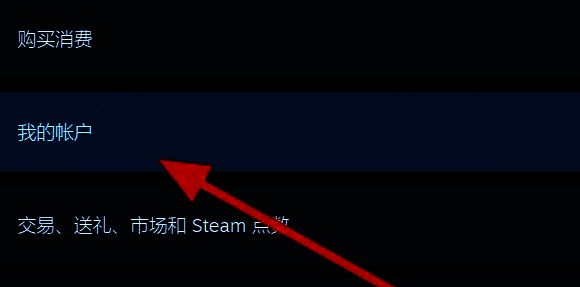 Steam客服页面中'我的账户'选项被高亮显示，周围为其他服务分类链接