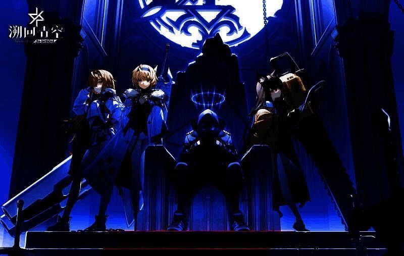 《溯回青空》首曝PV截图，画面呈现日式赛璐璐风格，角色身穿战斗服在崩坏都市中奔跑，天空呈现反转的蓝色异象