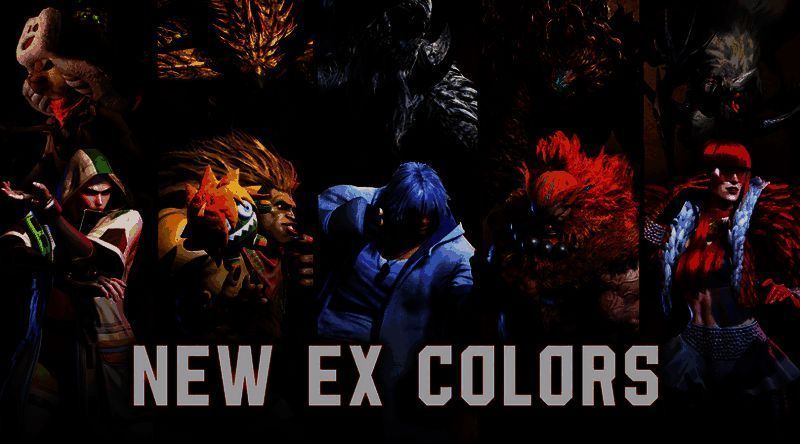 豪鬼身穿融合炎王龙特征的红色铠甲风格外衣，背景火焰翻腾