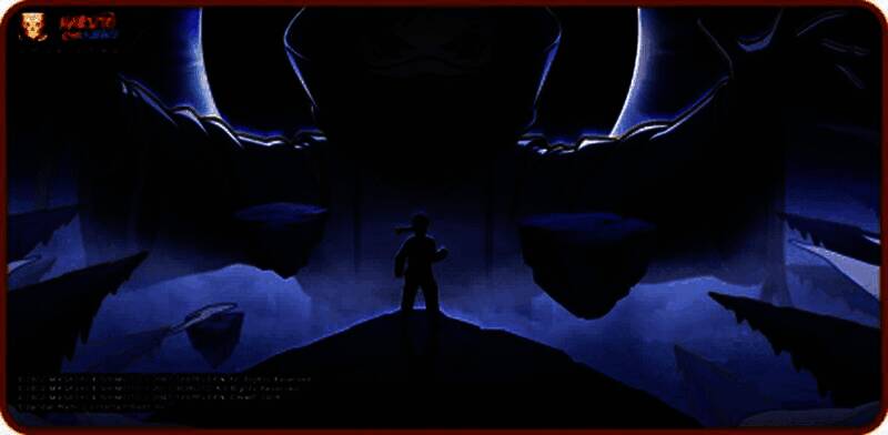 鸣人与佐助并肩作战，背景是爆炸特效与燃烧的木叶村废墟