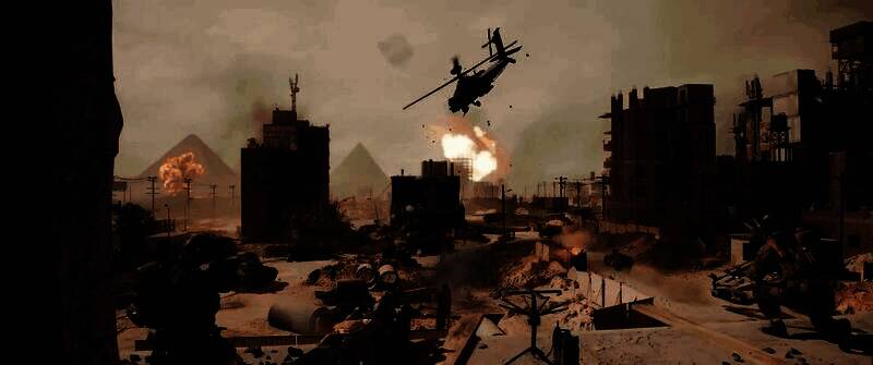 空中载具激烈交战，战斗机在云层间穿梭，导弹轨迹划破天际